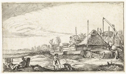 Paesaggio con mercanti ambulanti a riposo