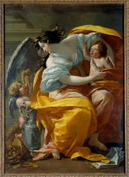 Rappresentazione allegorica della ricchezza. Una donna, simbolo della Fortuna e dell