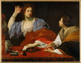 Marta rimprovera la vanitosa sorella Maddalena, 1621 circa (dipinto su tela)