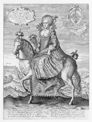 Ritratto equestre di Anna di Danimarca (1574-1619) inciso dall