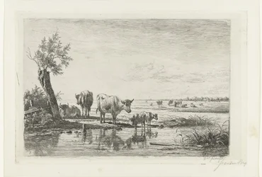 Paesaggio pastorale con mucche vicino all