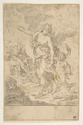 Un angelo custode che cammina con un bambino, ca. 1640
