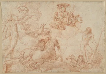 Giove, Nettuno e Plutone Rendono Omaggio allo Stemma del Cardinale Borghese