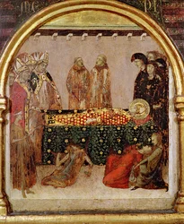 Guarigione dei malati nel giorno della morte di San Luigi di Tolosa (1274-97) predella dall