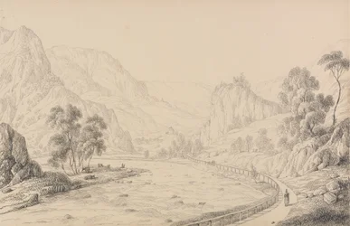 Album di 30 vedute nel Tirolo e in Italia: Tra Bressanone e Chiusa - Tirolo, 27 ottobre 1840