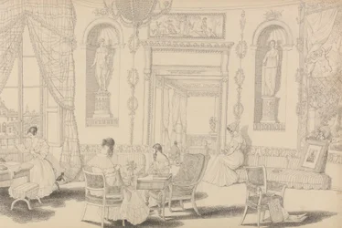 Album di 30 vedute nel Tirolo e in Italia: Boudoir circolare nel Casino Pecori 10 ottobre 1841