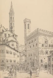 Album di 30 Vedute nel Tirolo e in Italia: Vista Sud del Barqello o Prigione di Stato e Guglia della Badia 3 maggio 1842