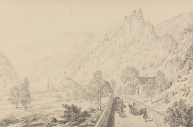 Album di 30 vedute nel Tirolo e in Italia: Le rovine del convento di Seben vicino a Klausen, 27 ottobre 1840