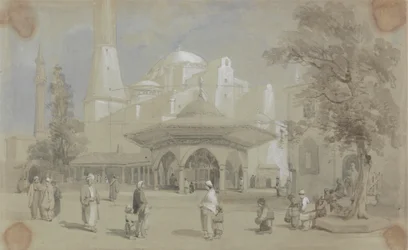 Veduta della Moschea di Santa Sofia e della Fontana Shadirvan, Istanbul