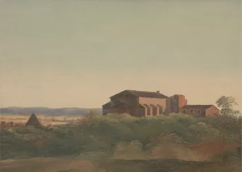 Veduta della chiesa di S. Sabina e della piramide di Cestio, Roma