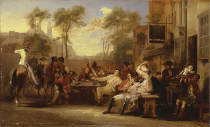 Pensionati di Chelsea che ricevono la Gazzetta che annuncia la battaglia di Waterloo