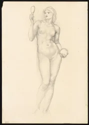 Figura Femminile Nuda con Specchio nella Mano Destra