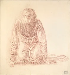 Figura inginocchiata di una donna