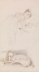 Studi di donna e levriero
