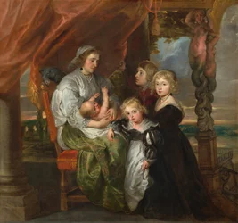 Deborah Kip, moglie di Sir Balthasar Gerbier, e i suoi figli