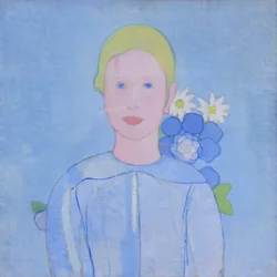 Ragazza con fiori di carta