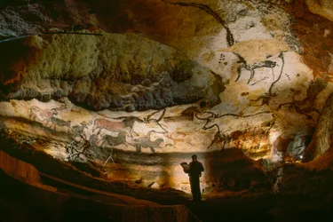 Sala dei Tori che affollano le pareti di calcite nella Grotta di Lascaux
