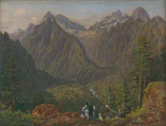Paesaggio dei Tatra con figure