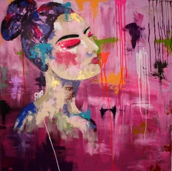 Ritratto astratto in rosa
