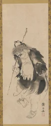 Gama Sennin cinese Hou Xiansheng e il suo rospo a tre zampe, periodo Edo, XVIII secolo