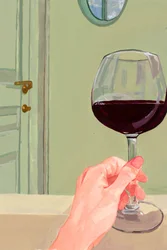 Un momento di relax con un bicchiere di vino