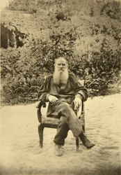 Scrittore russo Lev Tolstoj, Jasnaja Poljana, vicino a Tula, Russia, anni 1890