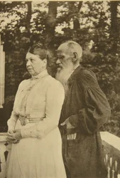 Scrittore russo Lev Tolstoj e sua moglie, Sofia, Russia