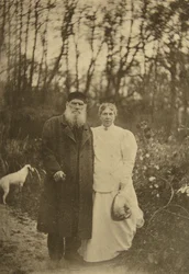 Scrittore russo Lev Tolstoj e sua moglie Sofia Tolstaya, Russia, 1895