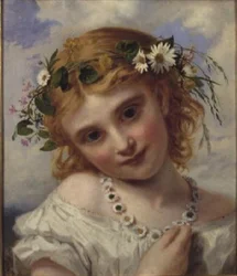 Giovane ragazza con una ghirlanda di margherite