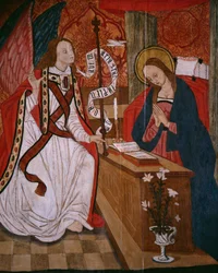 Annunciazione, pannello dalla Chiesa di San Andres di Tortura, fine 15° secolo-inizio 16° secolo