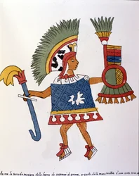 Guerriero azteco nel Codice Vaticano 3738 (Codice Vat. Rios). Facsimile del manoscritto di Pedro de los Rios, tra il 1570 e il 1589, Bibl. Vaticana