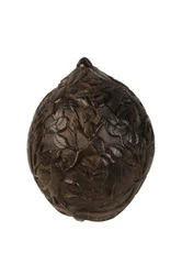 Salvadanaio scolpito in noce di cocco, coloniale spagnolo, c.1800
