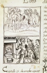 Codice della conquista del Messico - miniatura dal Manoscritto Fiorentino "Storia degli Aztechi" di Bernardino de Sahagun
