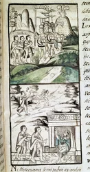 Codice della conquista del Messico: gli emissari di Montezuma, o Moctezuma II imperatore azteco incontrano gli spagnoli