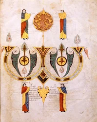 Colofone della Bibbia Visigota-Mozarabica di San Isidoro, con ritratti dei due miniaturisti, Florencio e Sancho, fol.514r., A.D. 960