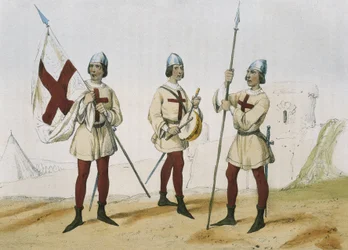 DE SOTTO, Serafin Maria, Conte di Clonard (1793 - 1862). Historia organica de las armas de Infanteria y Caballeria espanolas. 1851 - 1859. Fanti durante il regno dei Re Cattolici di Spagna. Alfiere, tamburino e lanciere della 