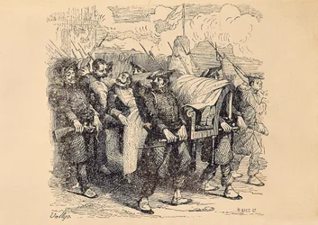 Prima Guerra Carlista (1833-1840): Il Generale Carlista Tomas Zumalacarregui (1788-1835) ferito durante l