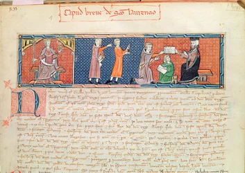 Guillaume Jaubert che presta giuramento davanti al re Giacomo I (1207-76) di Maiorca, dal Capbreu de Clayra et de Millas, 1292