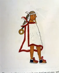 Uomo del popolo azteco nel Codice Vaticano 3738 (Codex Vat. Rios). Facsimile del manoscritto del domenicano Pedro de los Rios, tra il 1570 e il 1589, Bibl. Vaticana