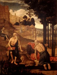 Scene della vita di San Girolamo; San Francesco in estasi con Frate Leone