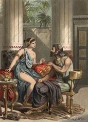 Sofonisba, moglie del re Siface e regina di Numidia (235-203 a.C.). In "El Culto de la Hermosura" di Juan Justo Huguet, Molinas Hermanos editores