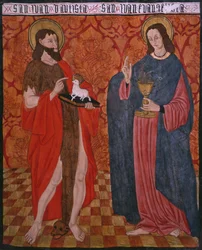 San Giovanni Battista e San Giovanni Evangelista, pannello dalla Chiesa di San Andres di Tortura, fine 15° secolo-inizio 16° secolo