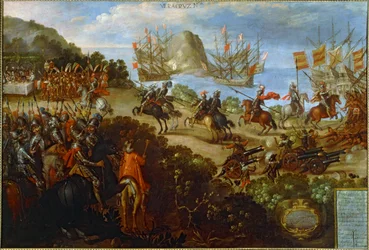 La conquista del Messico (olio su tela)