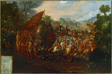 La conquista del Messico (olio su tela)