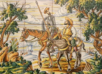 Piastrelle raffiguranti Don Chisciotte e Sancho Panza (ceramica)