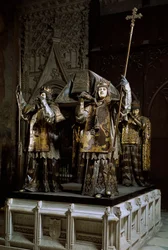 Tomba del navigatore Cristoforo Colombo (Cristoforo Colombo, Cristóbal Colón) (1451-1506). Cattedrale di Siviglia (Catedral de Santa María de la Sede), Spagna