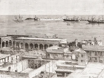Veduta di Veracruz e del forte di San Juan de Ulúa, Messico