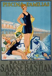 Poster vintage del resort termale di Barcellona
