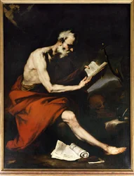 Bottega di Jusepe de Ribera: San Girolamo che legge (dipinto su tela)