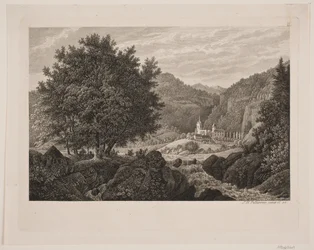 Paesaggio montano con una chiesa